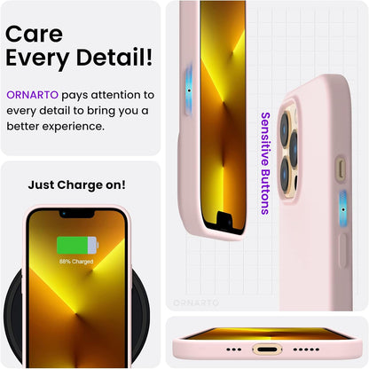 for Iphone 13 Pro Case, Slim Liquid Silicone, Chalk Pink | 3-Layer Full Coverage, Soft Gel Rubber, Non-Slip Grip, Shockproof Protective Cover, Phone Case for Iphone 13 Pro 6.1-Inch