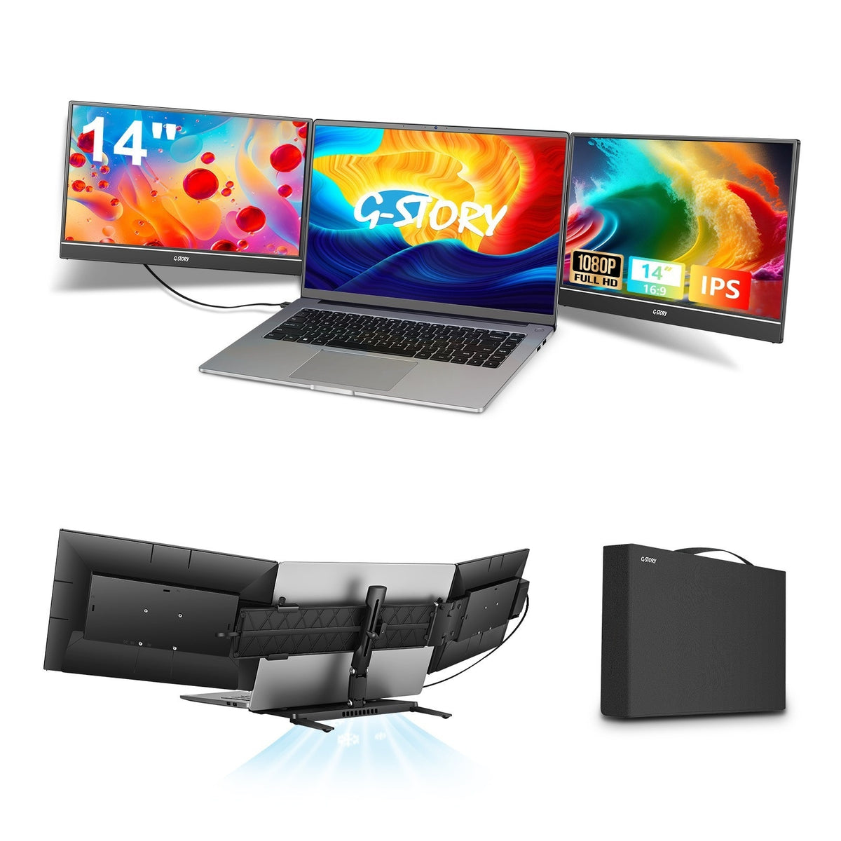 HD 14-inch Dual-screen Office Display