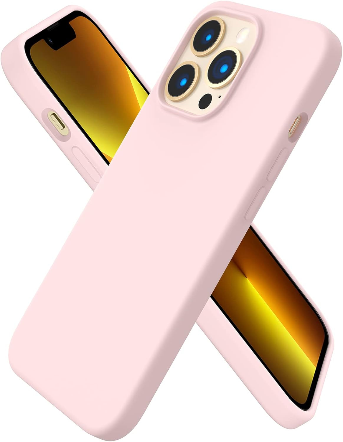 for Iphone 13 Pro Case, Slim Liquid Silicone, Chalk Pink | 3-Layer Full Coverage, Soft Gel Rubber, Non-Slip Grip, Shockproof Protective Cover, Phone Case for Iphone 13 Pro 6.1-Inch
