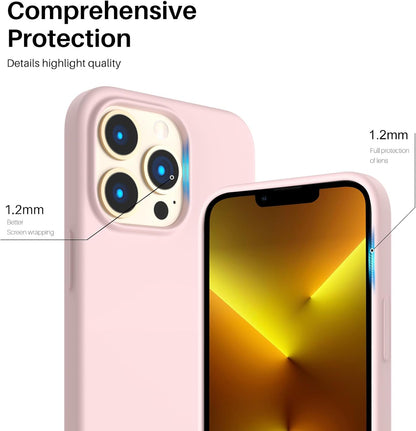 for Iphone 13 Pro Case, Slim Liquid Silicone, Chalk Pink | 3-Layer Full Coverage, Soft Gel Rubber, Non-Slip Grip, Shockproof Protective Cover, Phone Case for Iphone 13 Pro 6.1-Inch