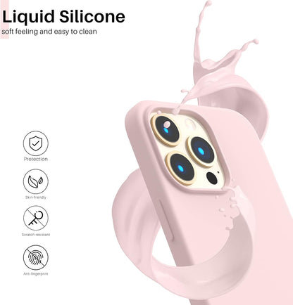 for Iphone 13 Pro Case, Slim Liquid Silicone, Chalk Pink | 3-Layer Full Coverage, Soft Gel Rubber, Non-Slip Grip, Shockproof Protective Cover, Phone Case for Iphone 13 Pro 6.1-Inch